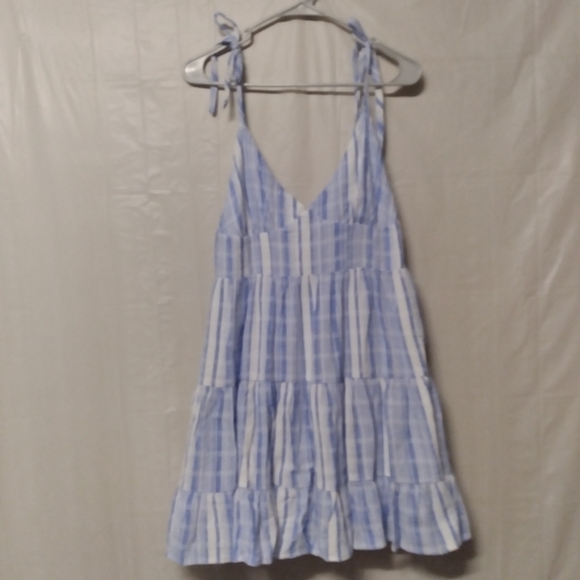 Lulus Shore of Yourself Blue Striped Mini Dress Medium - Picture 4 of 11